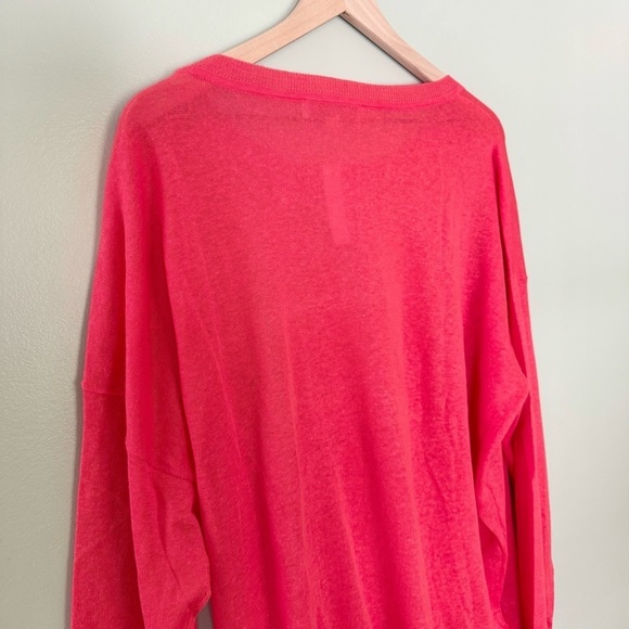 NWT Loft Linen Slouchy Tie Front Sweater‎ Lightweight Top Pink Size XL - Picture 6 of 10